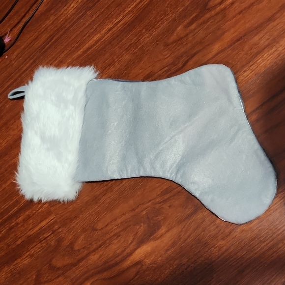 Christmas Stocking Velvet Gray Silver Snowflake New Holiday Stockings White - Picture 4 of 6